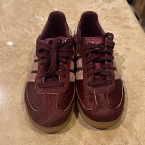 Adidas Maroon and Cream Sneakers